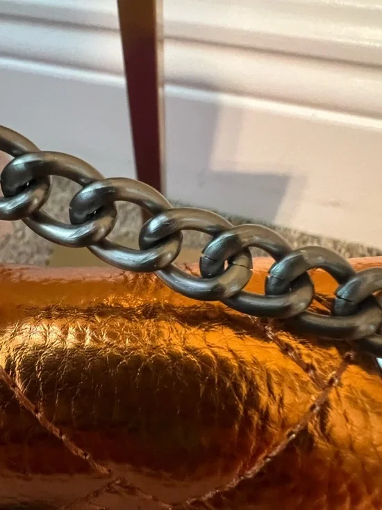 Kurt Geiger Metallic Gold and Rose Quilted Leather Crossbody Bag - Picture 9 of 10